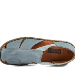 Loretta Leather Elasticated Slip On Shoes - Denim