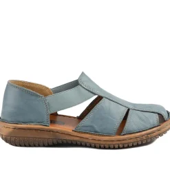 Loretta Leather Elasticated Slip On Shoes - Denim