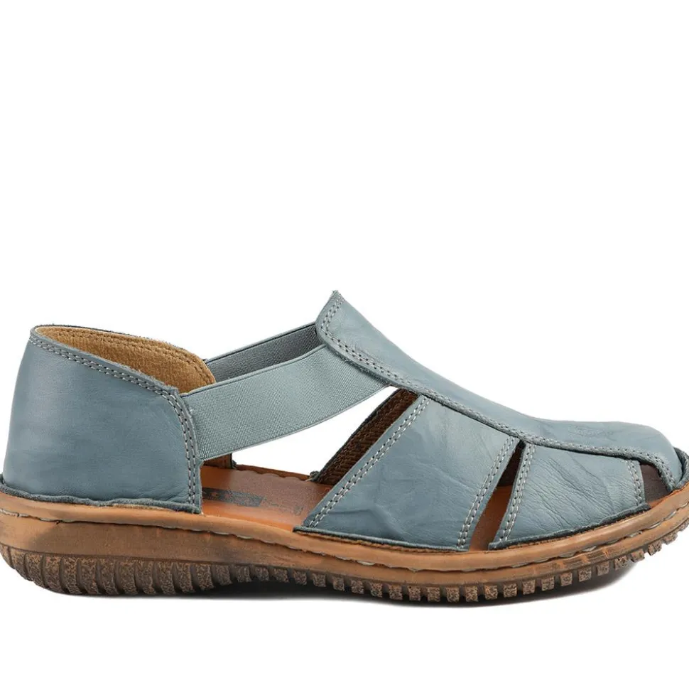 Loretta Leather Elasticated Slip On Shoes - Denim
