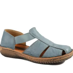 Loretta Leather Elasticated Slip On Shoes - Denim
