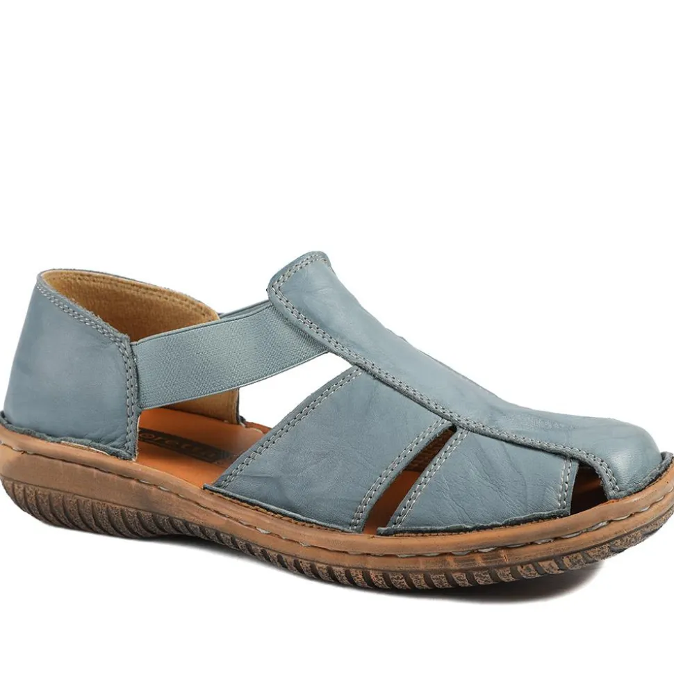 Loretta Leather Elasticated Slip On Shoes - Denim