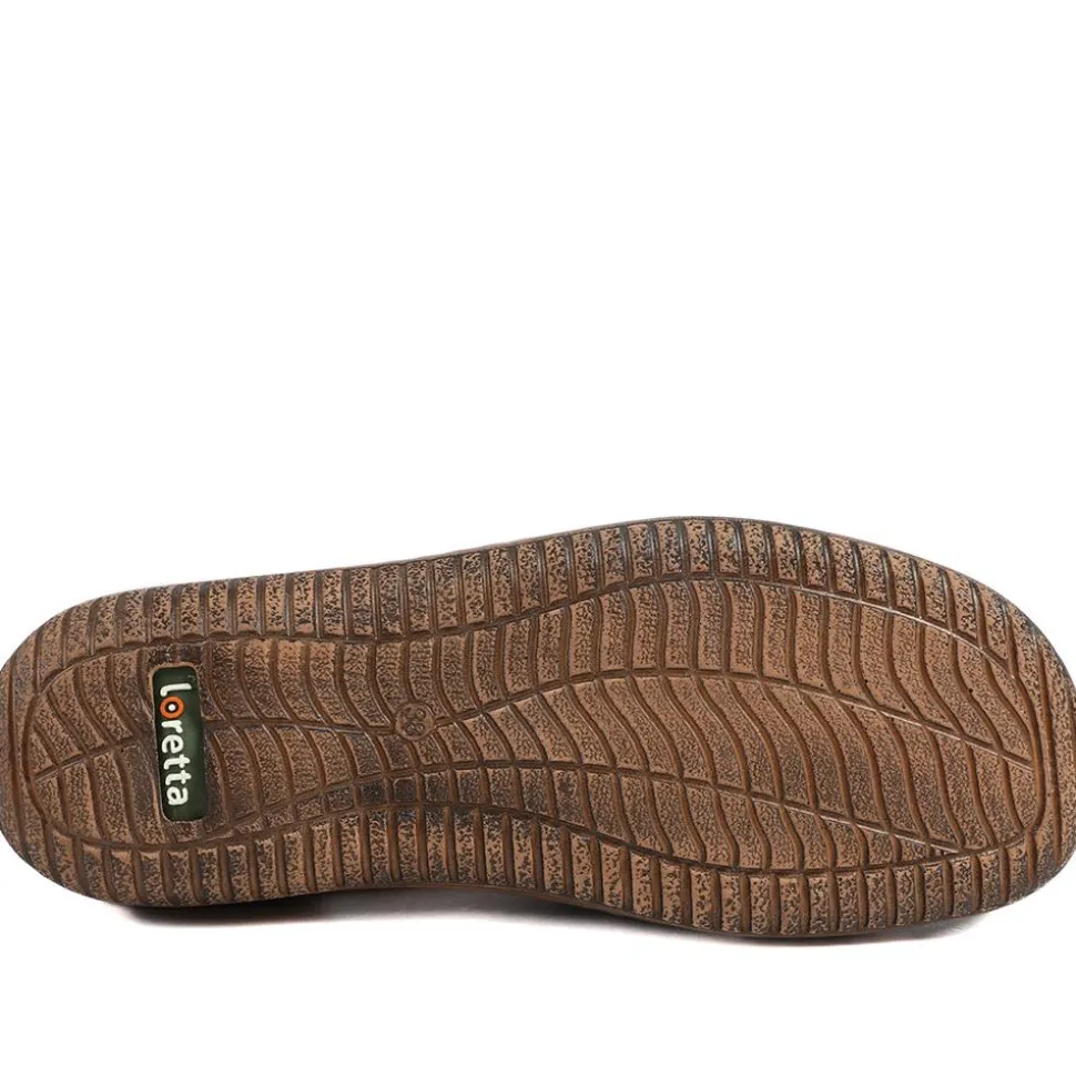 Loretta Leather Elasticated Slip On Shoes - Khaki