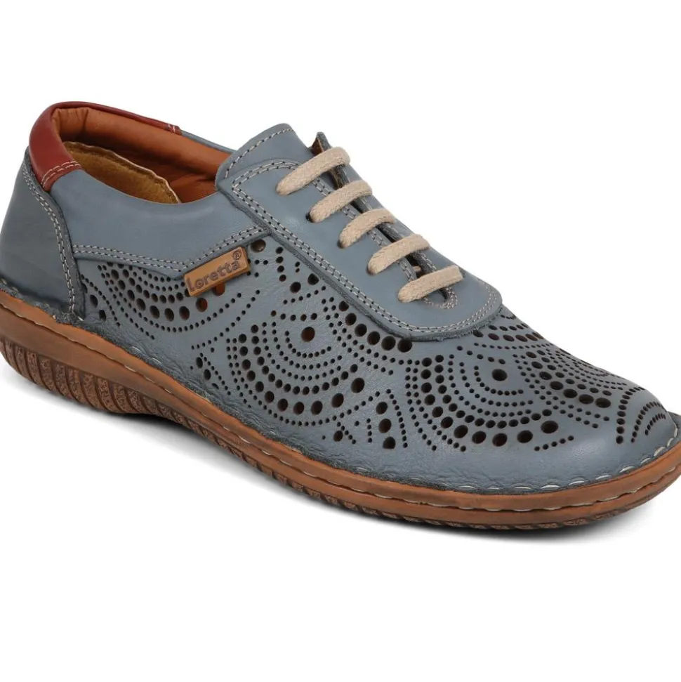 Loretta Leather Embellished Shoes - Denim