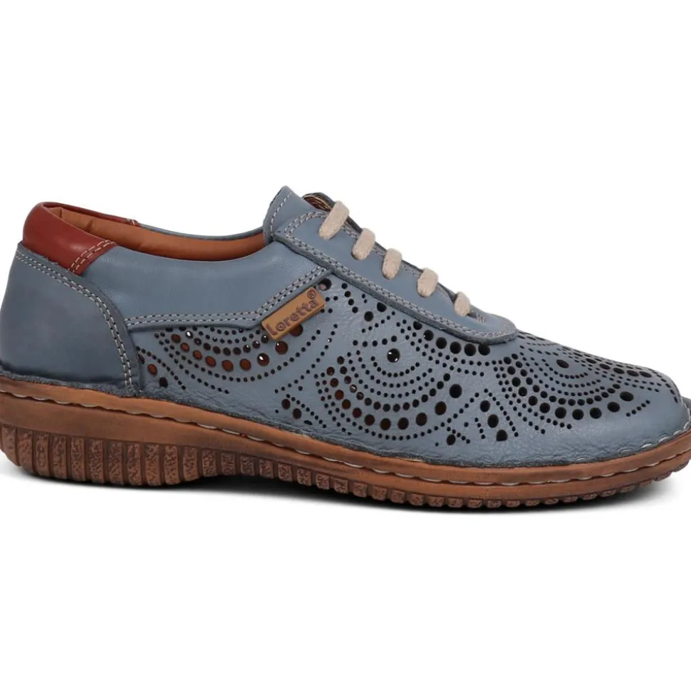 Loretta Leather Embellished Shoes - Denim