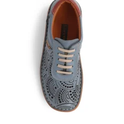 Loretta Leather Embellished Shoes - Denim