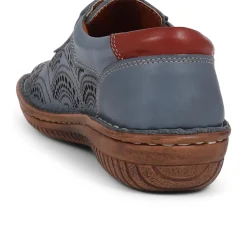 Loretta Leather Embellished Shoes - Denim