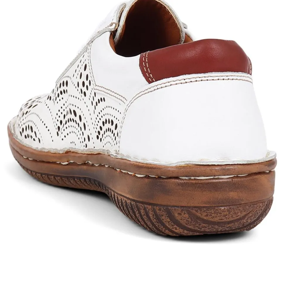 Loretta Leather Embellished Shoes - White