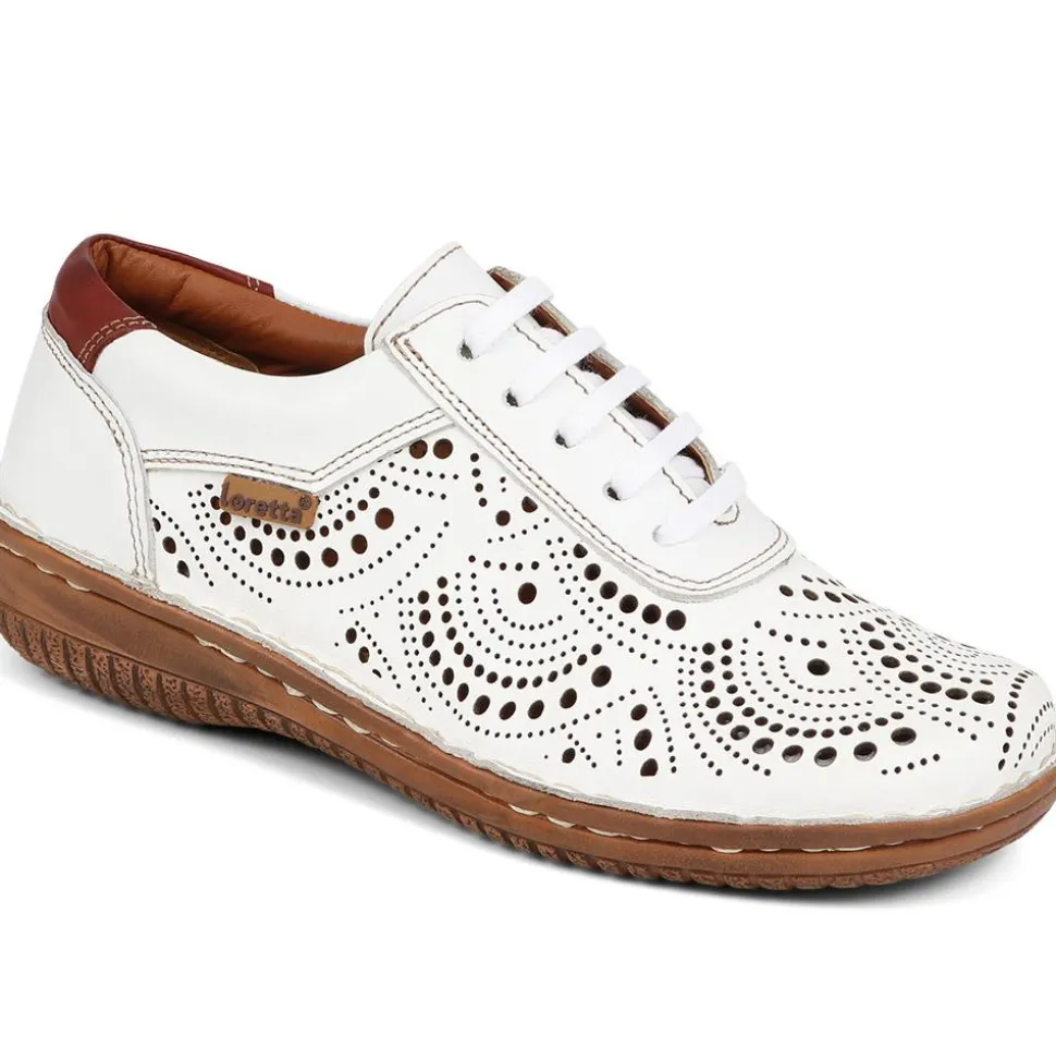 Loretta Leather Embellished Shoes - White