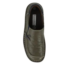 Loretta Leather Handmade Slip-On Loafers - Khaki-Navy
