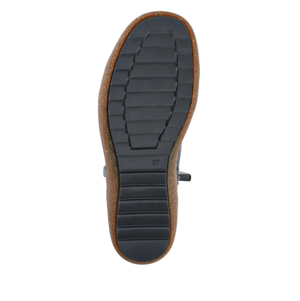 Loretta Leather Knitted Cuff Chukka Boots - Navy