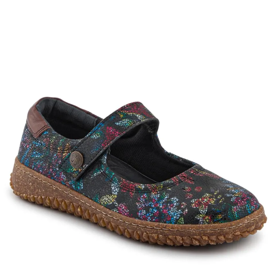 Loretta Leather Mary Janes - Black Floral