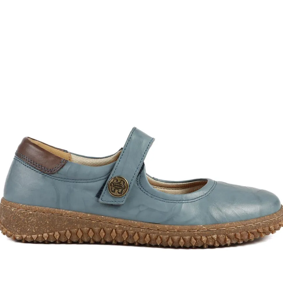 Loretta Leather Mary Janes - Denim