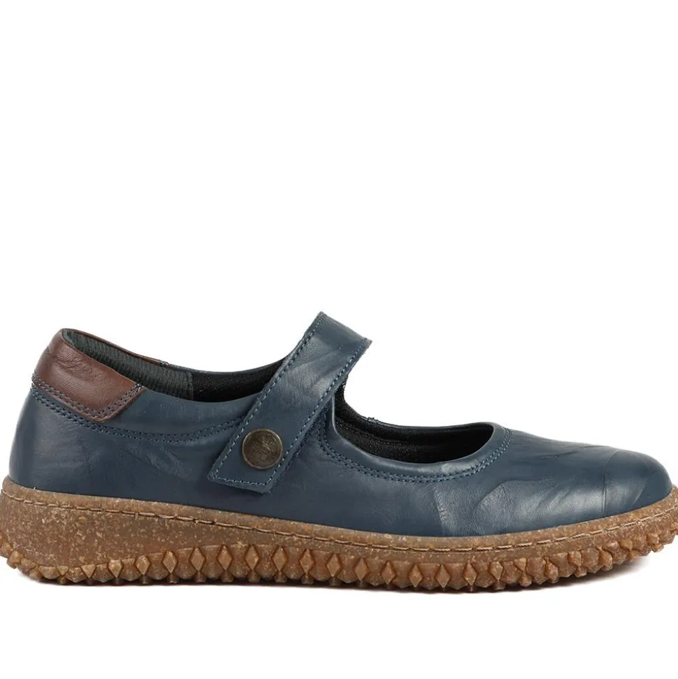 Loretta Leather Mary Janes - Navy