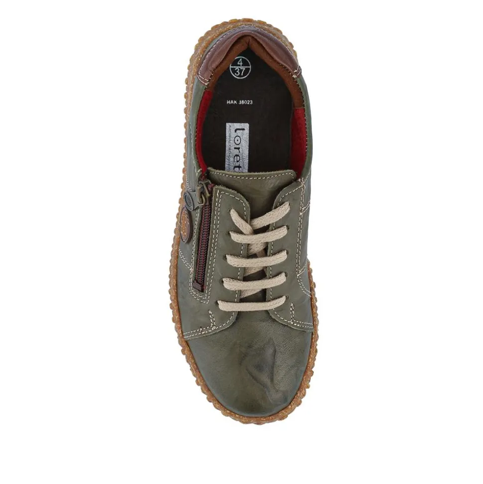 Loretta Leather Trainers - Khaki
