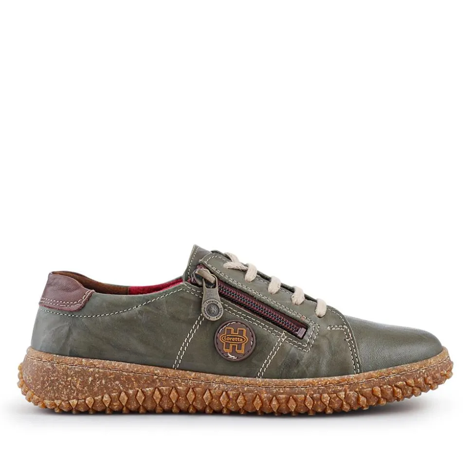 Loretta Leather Trainers - Khaki
