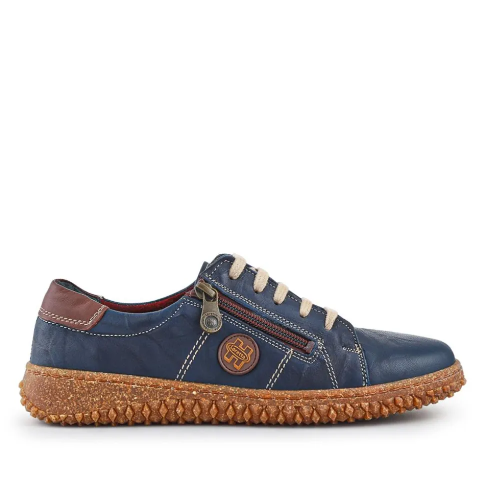 Loretta Leather Trainers - Navy