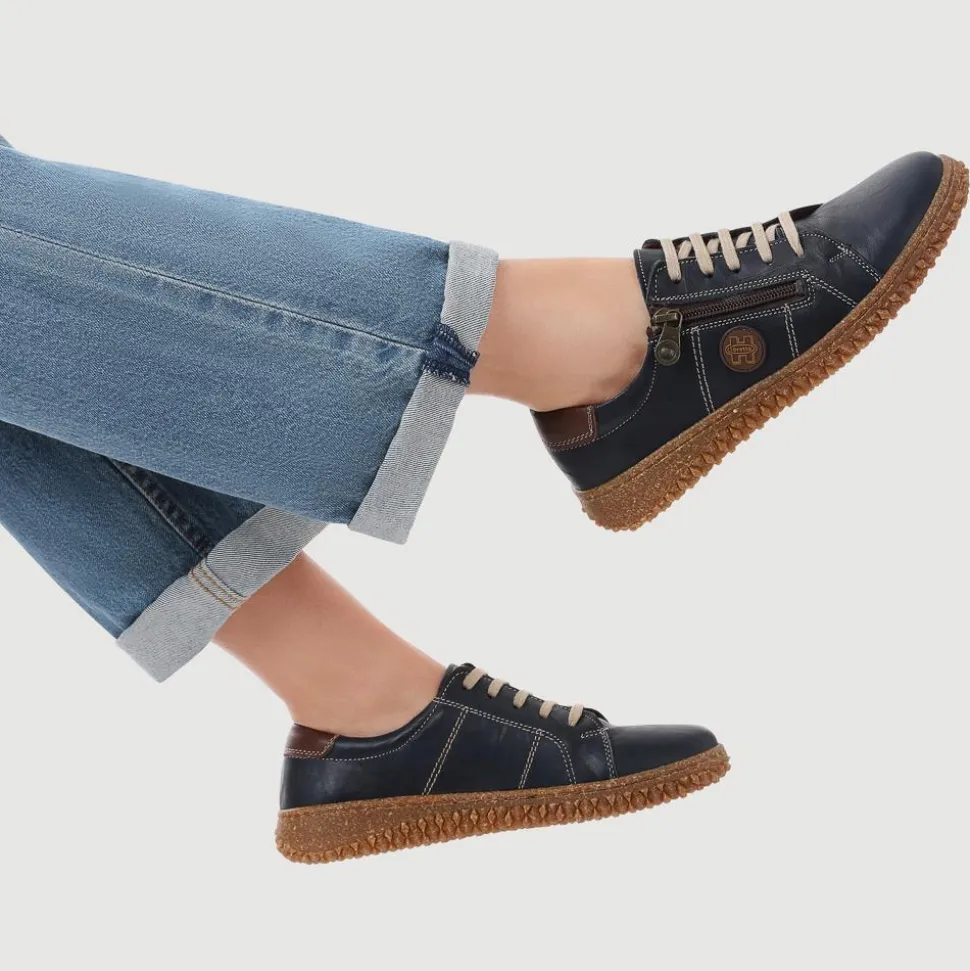 Loretta Leather Trainers - Navy
