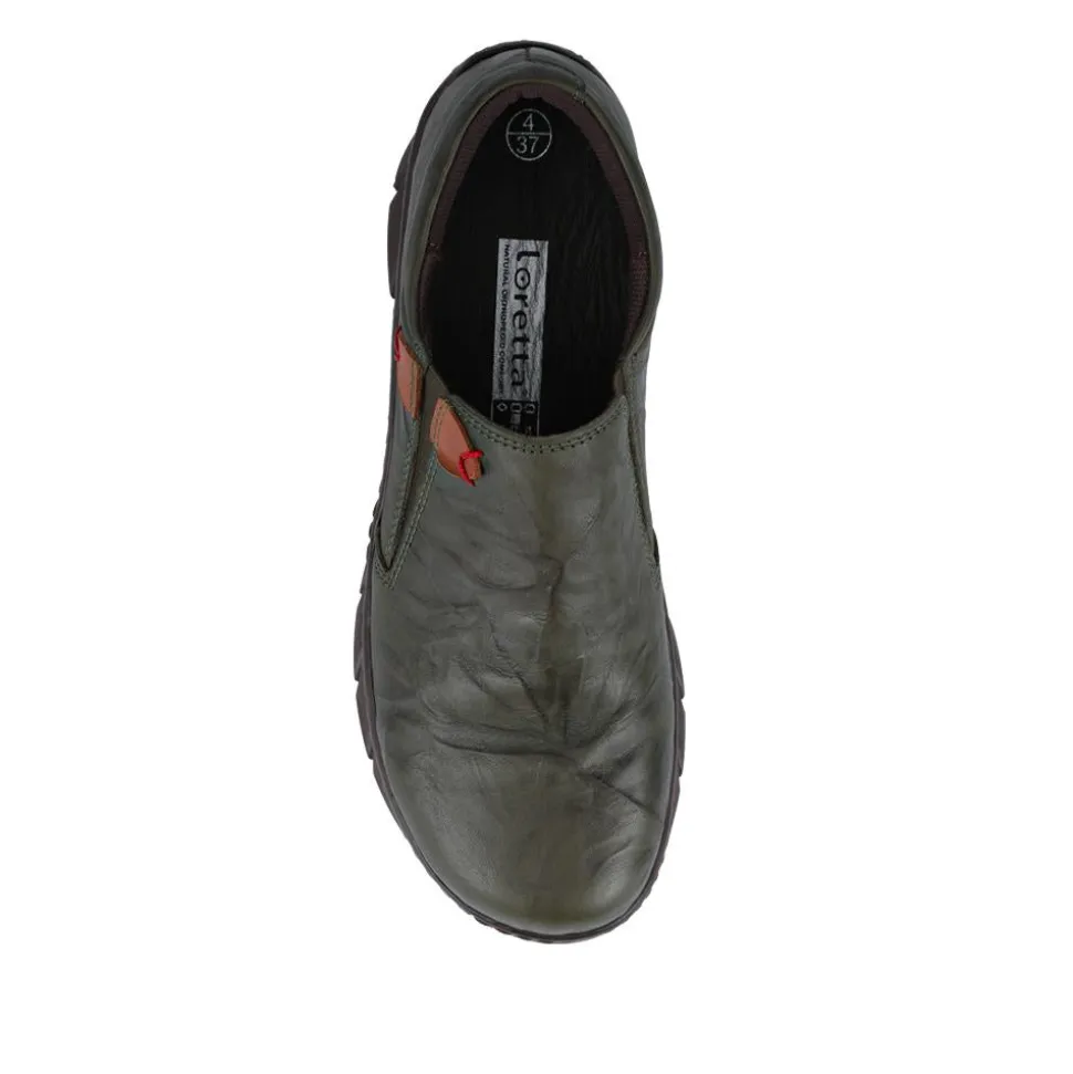 Loretta Slip On Leather Shoes - Khaki