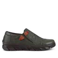 Loretta Slip On Leather Shoes - Khaki