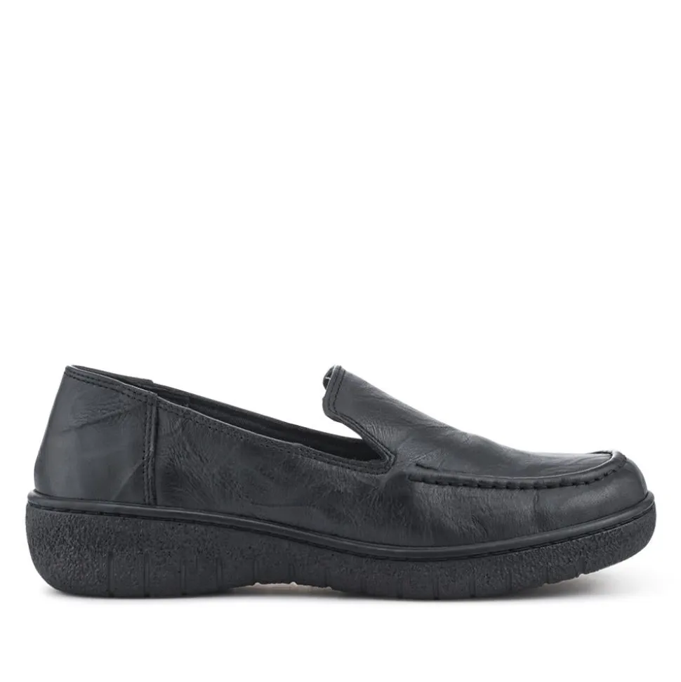 Loretta Smart Leather Loafers - Black