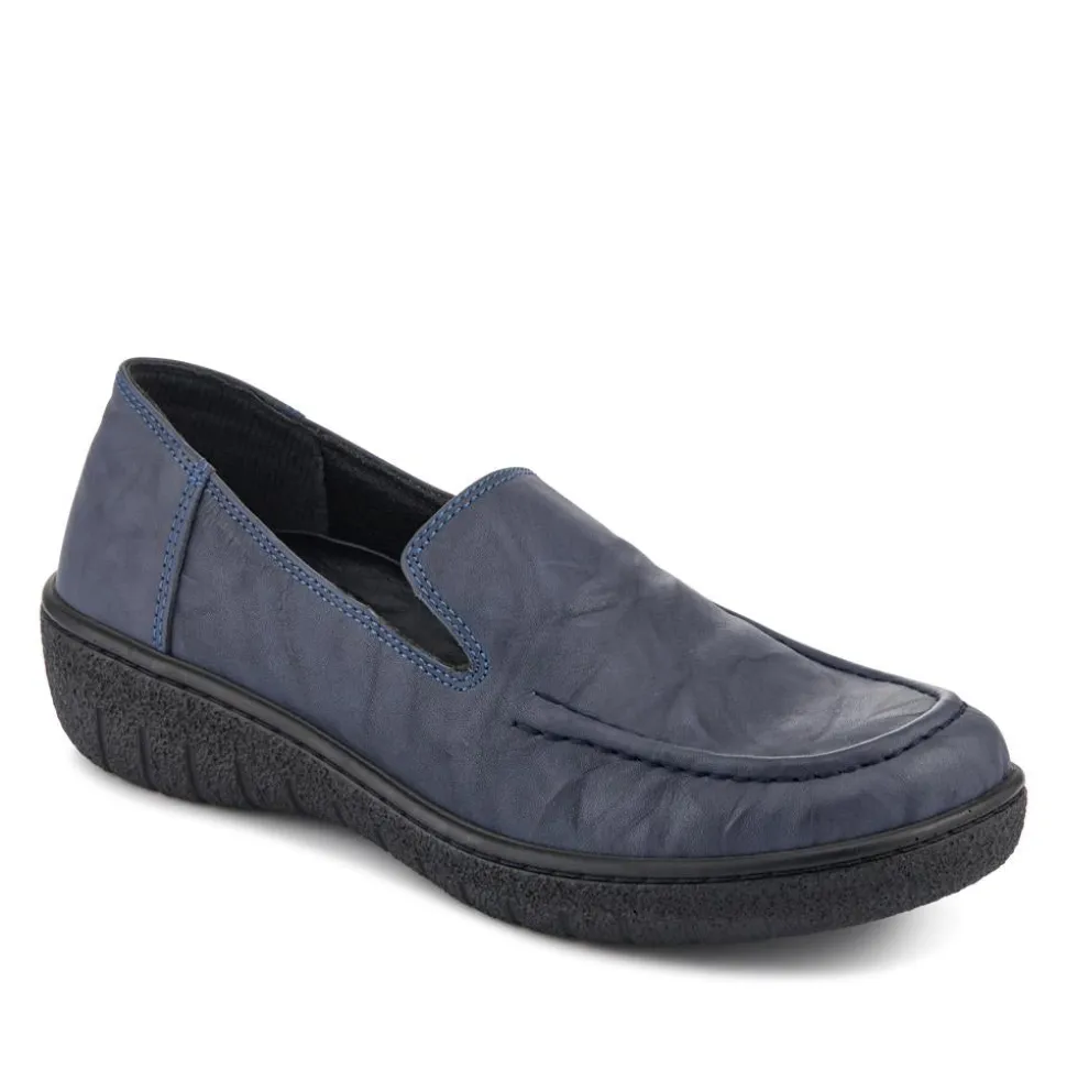 Loretta Smart Leather Loafers - Navy