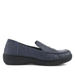 Loretta Smart Leather Loafers - Navy