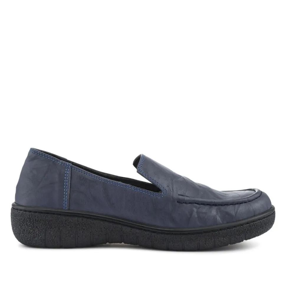Loretta Smart Leather Loafers - Navy