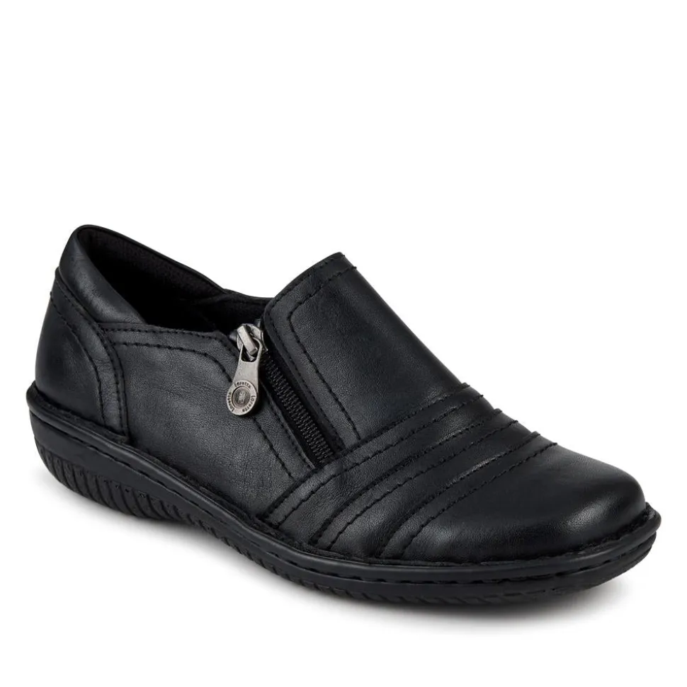 Loretta Wide Fit Leather Handmade Slip-Ons - Black