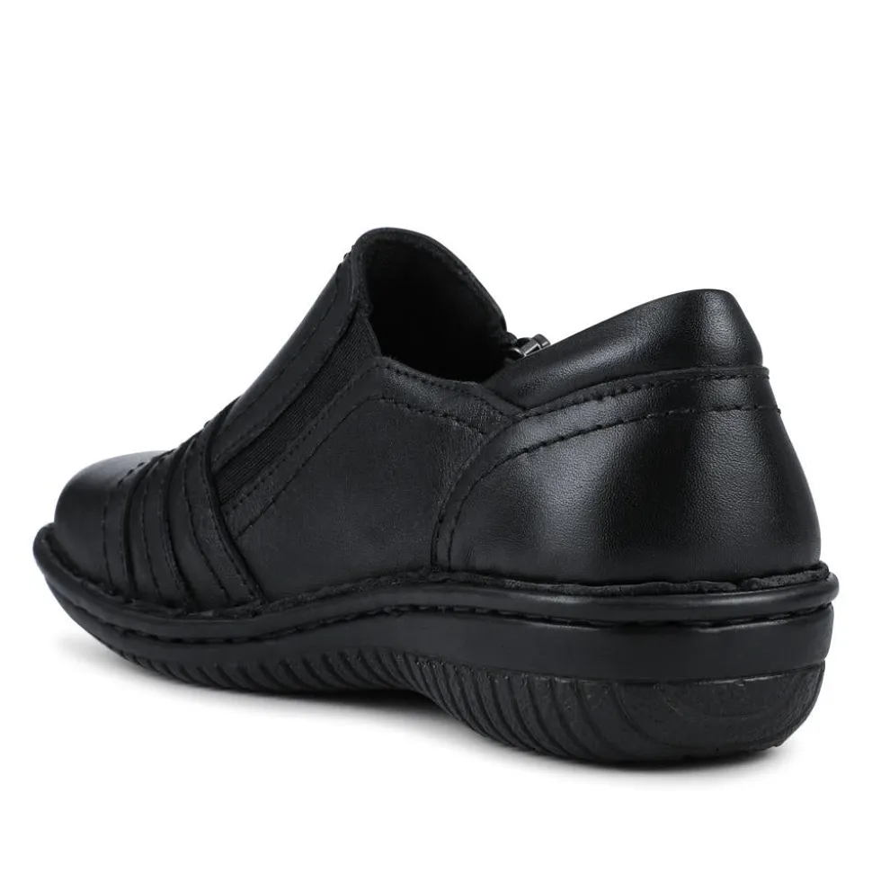 Loretta Wide Fit Leather Handmade Slip-Ons - Black
