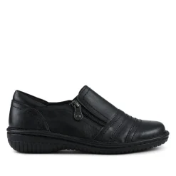 Loretta Wide Fit Leather Handmade Slip-Ons - Black