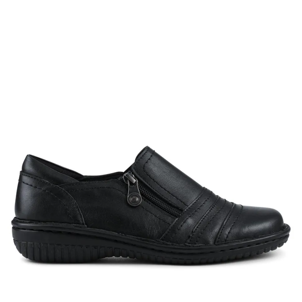Loretta Wide Fit Leather Handmade Slip-Ons - Black