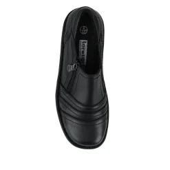 Loretta Wide Fit Leather Handmade Slip-Ons - Black