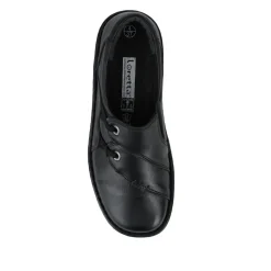 Loretta Wide Fit Leather Handmade Slip-Ons - Black