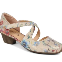 Low-Heeled Court Shoes - Floral