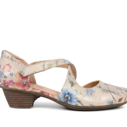 Low-Heeled Court Shoes - Floral