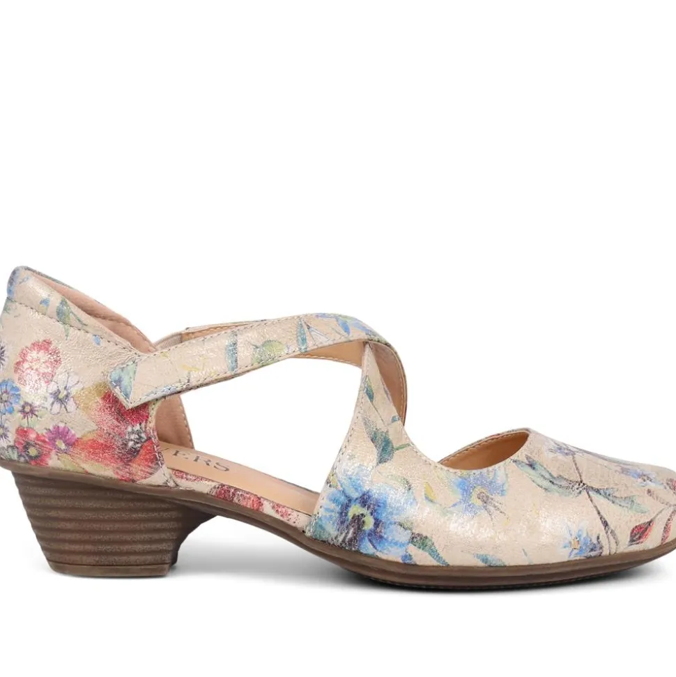 Low-Heeled Court Shoes - Floral