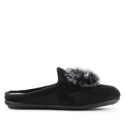 Luxury PomPom Slippers - Black