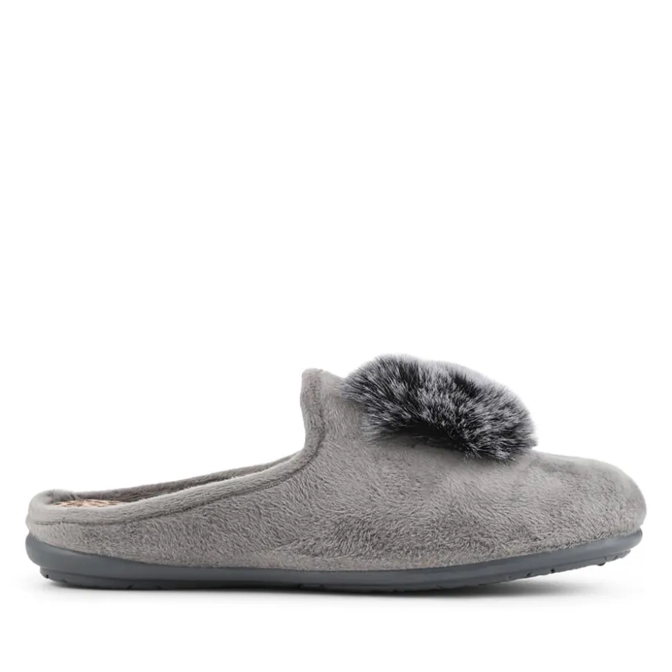 Luxury PomPom Slippers - Grey