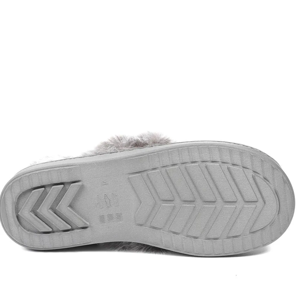 Luxury Velour Cushioned Slippers - Grey