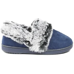 Luxury Velour Cushioned Slippers - Navy