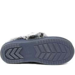Luxury Velour Cushioned Slippers - Navy