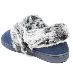 Luxury Velour Cushioned Slippers - Navy