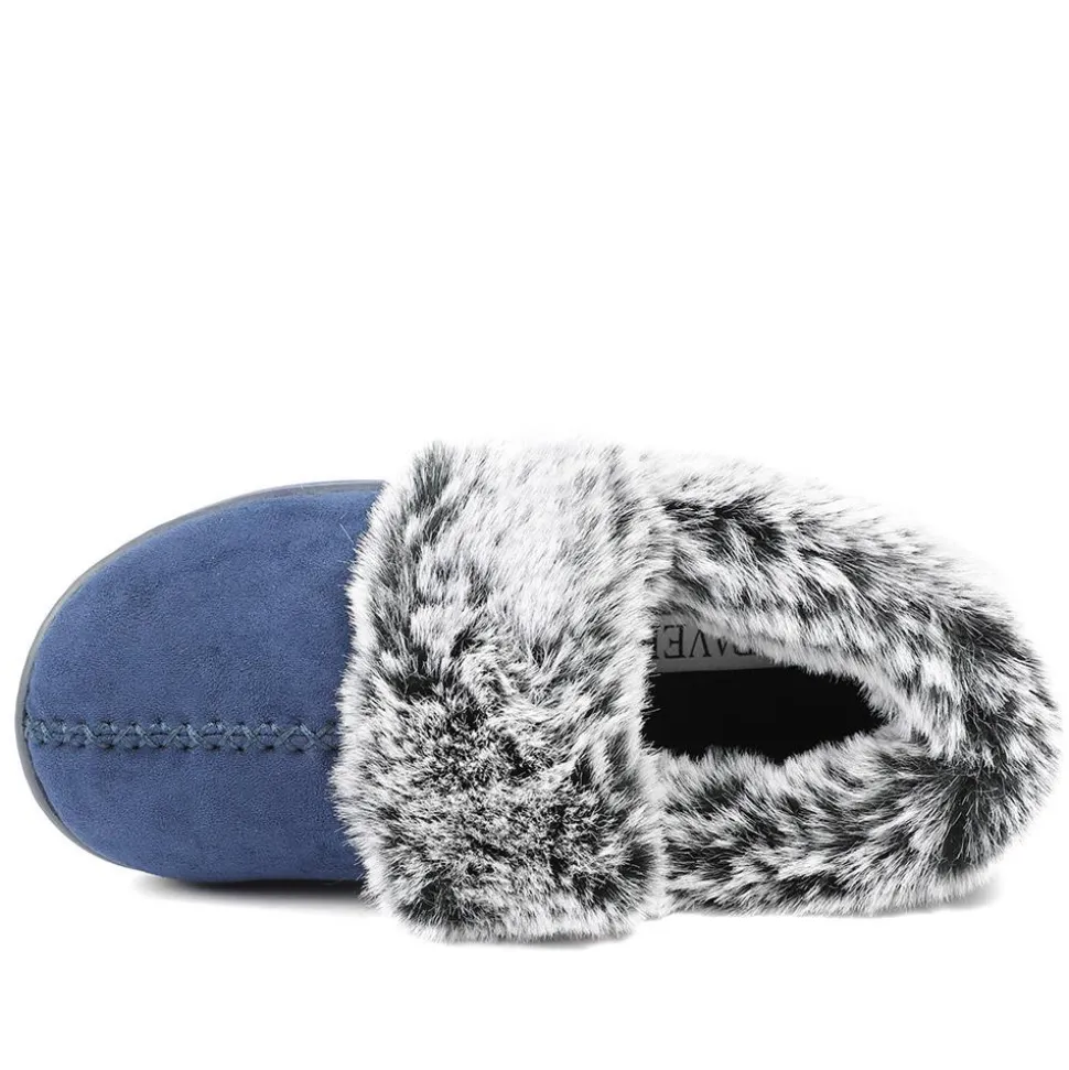 Luxury Velour Cushioned Slippers - Navy