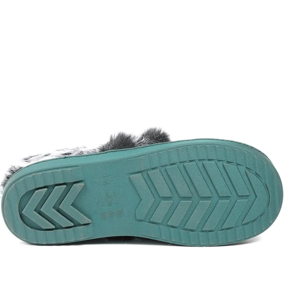 Luxury Velour Cushioned Slippers - Teal