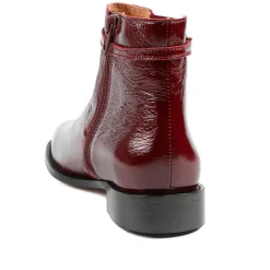 Madina Leather Elasticated Ankle Boots - Burgundy Patent