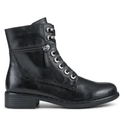 Margarita Leather Lace-Up Ankle Boots - Black