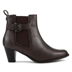 Marya Cuban Heel Leather Ankle Boots - Brown