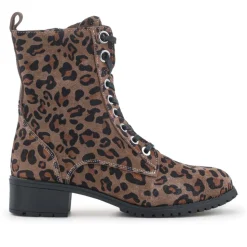 Maura Leather Block Heel Boots - Leopard