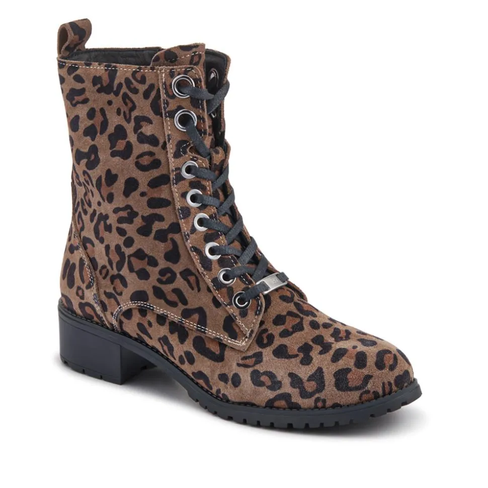 Maura Leather Block Heel Boots - Leopard