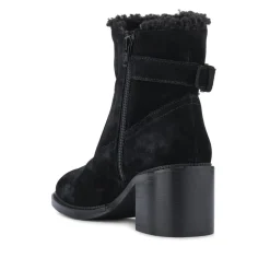 Mavis Leather Buckled Ankle Boots - Black Suede